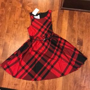 Girls red plaid dress